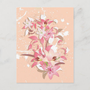 Vita blommor i vintage av vackert trendig vykort