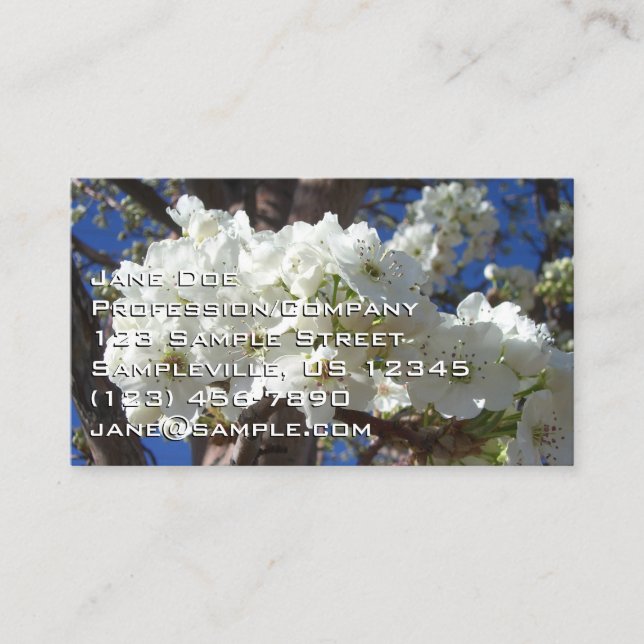 Vita Blommor II Vårblommande Träd Visitkort (Framsida)