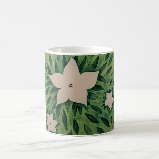 Vita blommor kaffemugg (Center)
