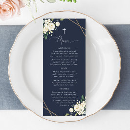 Vita blommor, krämfärgade blommor, Boho, Dopmeny Meny