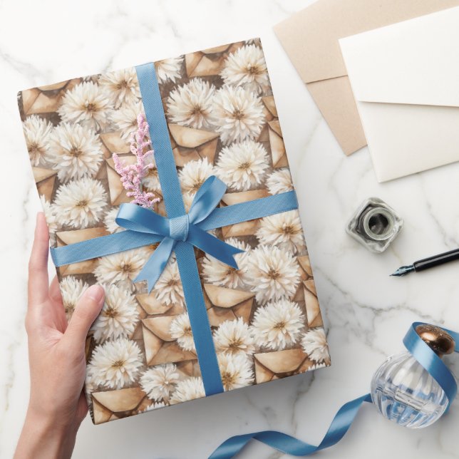 Vita blommor krämkuvert födelsedag presentpapper (Gifting)