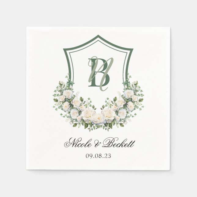 Vita Blommor Krönika Bröllop Pappersservett (Framsidan)