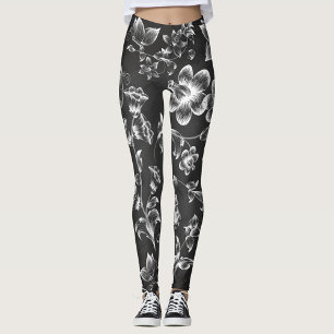 Vita blommor leggings
