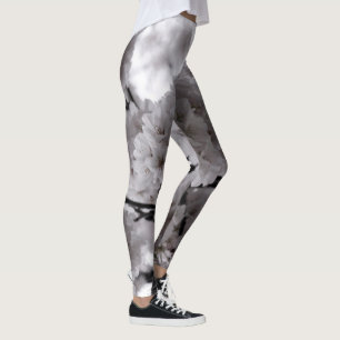 Vita blommor leggings