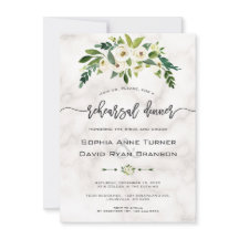 Vita blommor Marble Handwrite Rehearsal Middag