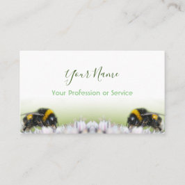Vita blommor med humlor försvinner till vitt! visitkort