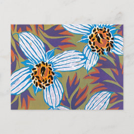 Vita blommor med Lila Löv Vykort