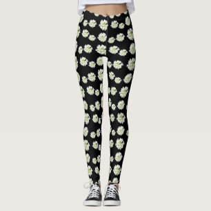 Vita blommor Mönster Cust. Koppling Leggings