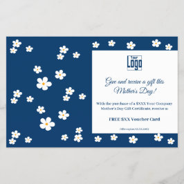 Vita blommor Mors dag Bemotion Blue White Flygblad