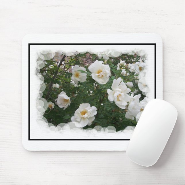 Vita blommor Mouse Pad Musmatta (Med mus)