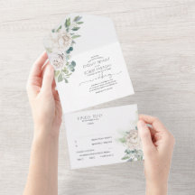Vita blommor och Boho Greenery Elegant bröllop