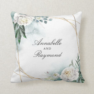 Vita blommor och Chic för Elegant av vattenfärg i  Kudde