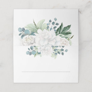 Vita blommor och eukalyptus Watercolor Greenery Placeringskort
