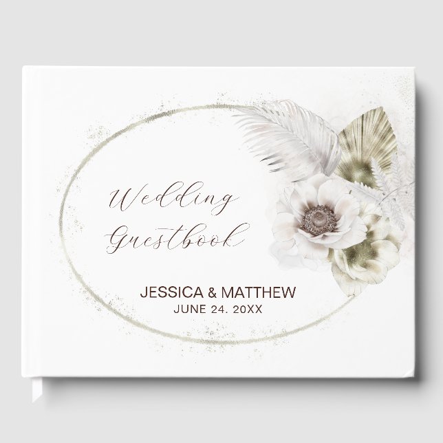 Vita blommor och fjädrar gästböcker (Framsida)