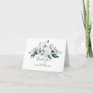 Vita blommor och grönska Vattenfärg tack Kort