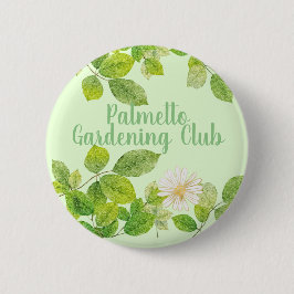 Vita blommor och Grönt Löv Garden Knapp