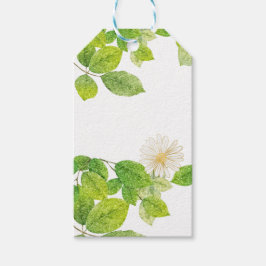 Vita blommor och Grönt Löv Garden Presentetikett