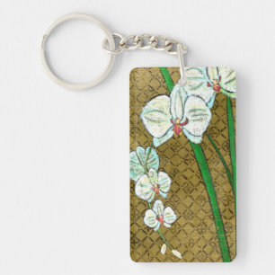 Vita blommor och Grönt Stems på Brown Gräns
