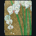 Vita blommor och Grönt Stems på Brown Gräns iPad Skydd<br><div class="desc">Vita blommor som hänger av grönt härstammar i biet av Chariklia Zarris. Om du ställer in dig mot en brunt bakgrund och omges av en brun gräns är det en enkel målning med elegant. Lägg till den i ditt hem och njut av skönheten!</div>