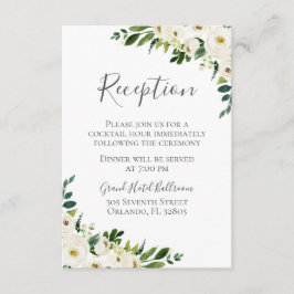 Vita blommor- och Gröntens bröllopskort Tilläggskort