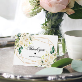 Vita blommor och Guld Ram Tack Kort