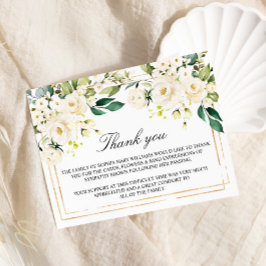 Vita blommor och Guld-Tackkort Tack Kort