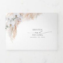 Vita blommor och Pampas Grass Elegant bröllop