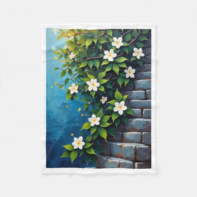 Vita blommor på blå filt (Framsidan)