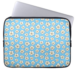 Vita blommor på en blå bakgrund laptop fodral