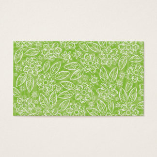 vita blommor på gröntens bakgrund visitkort