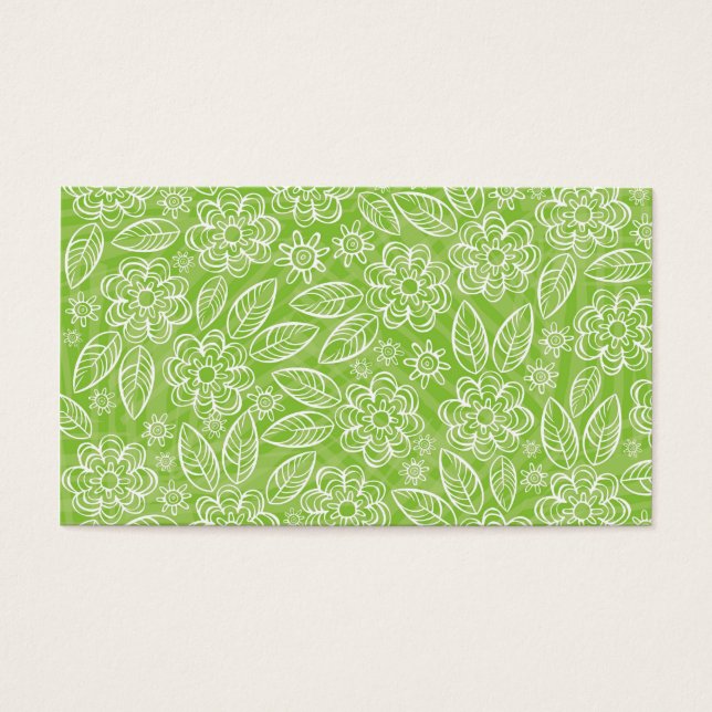 vita blommor på gröntens bakgrund visitkort (Framsidan)