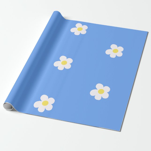 Vita blommor på Lilac Background Presentpapper (Utrullad)