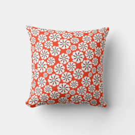 Vita blommor på Orange Tropical Reversible Kudde