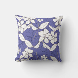 Vita blommor på Periwinkle Kudde