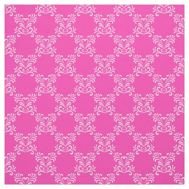 Vita blommor på Söt Rosa Fabric Tyg (Provkarta)