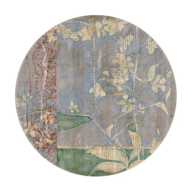 Vita blommor på tidningspapperbakgrund (Framsidan)