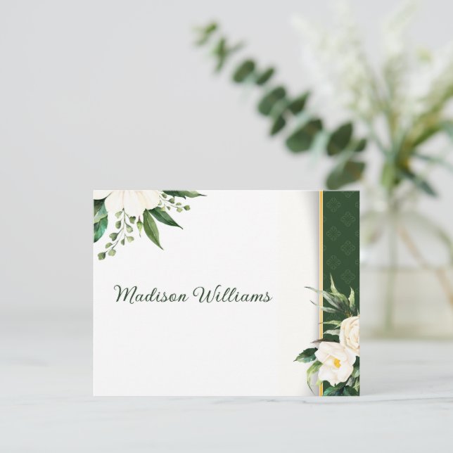 Vita blommor, Rand-eskort Guld Inbjudningar (Stående Fram)