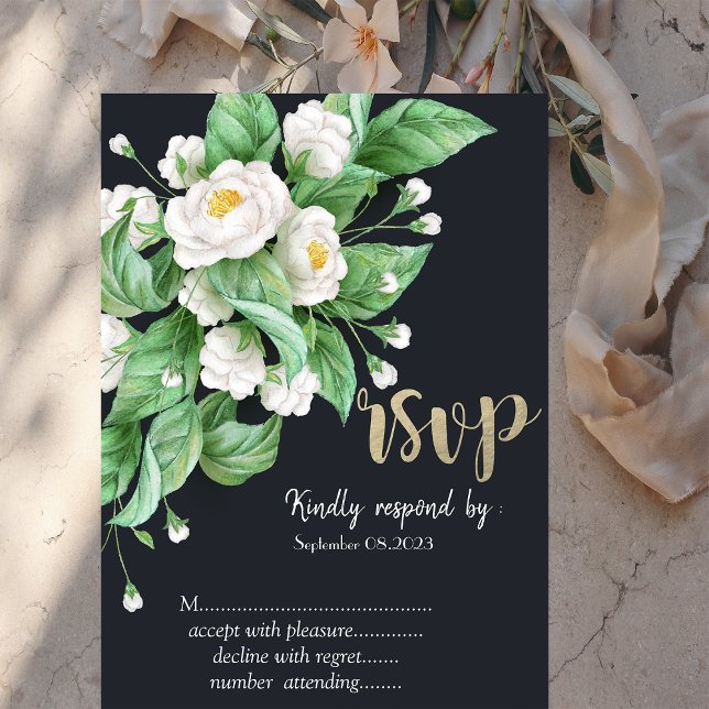 Vita blommor RSVP   Inbjudningar (Skapare uppladdad)