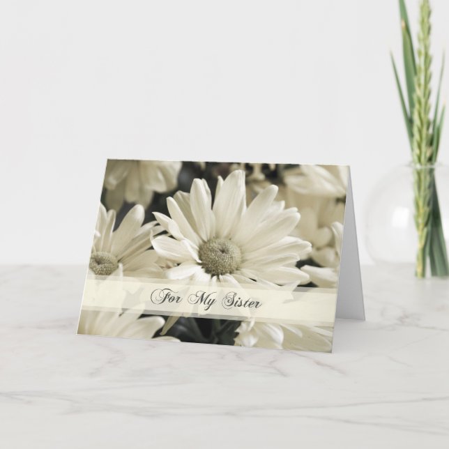 Vita blommor Sister Tack Bridesmaid Card (Framsida)