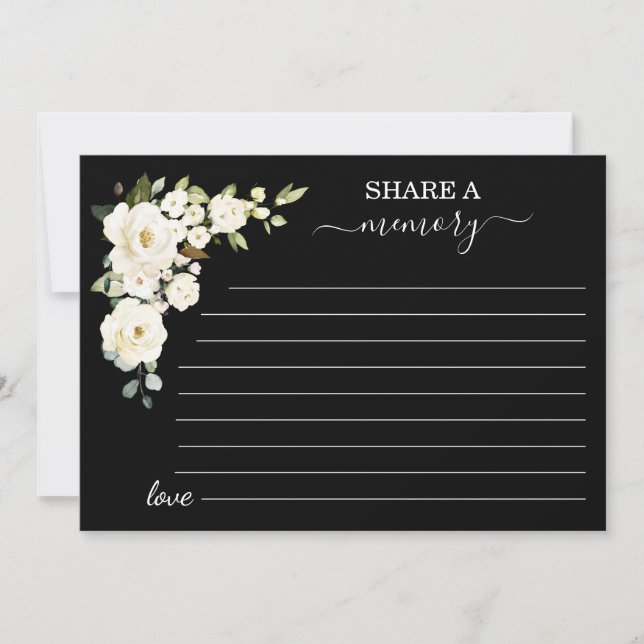 Vita Blommor, svart  minnesnärvaro Meddelande (Framsida)
