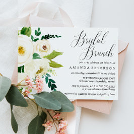 Vita blommor | Typografi bröllop Möhippa Brunch Inbjudningar