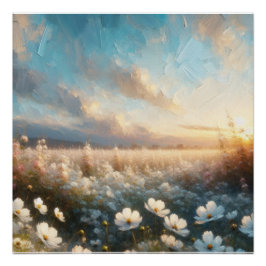 Vita blommor under en vacker Himmel Perfect Poster