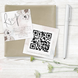 Vita blommor Vattenfärg QR-kod Bröllop Svar på inb Tilläggskort
