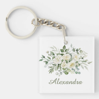 Vita blomster anpassade brudtärna-favorit