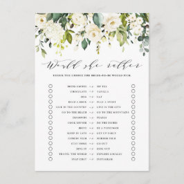 Vita blomster - Bröllissspel för brudtillställning Tilläggskort