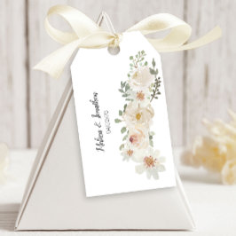 Vita blomster eleganta romantiska bröllop presente presentetikett