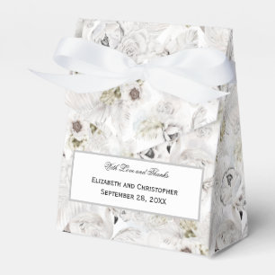 Vita blomster svanar fåglar elegant bröllop presentaskar