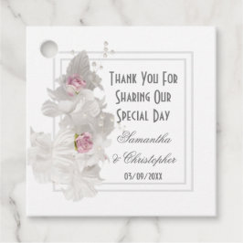 Vita blomster tack bröllop gåvor etiketter