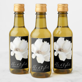 Vita blomsterbröllop mini-vinflasketikett vinetikett