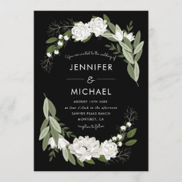 Vita blomsterbrudbuketter - Bröllopsinbjudan Inbjudningar